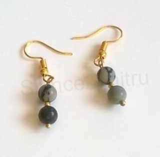 Minerální pozlacené náušnice Turmalínové Černé (X335)