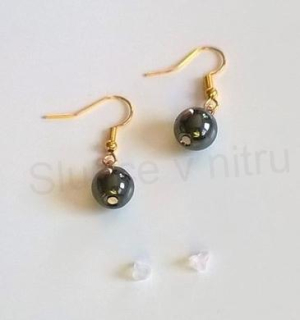 Minerální pozlacené náušnice Hematidové (X336)