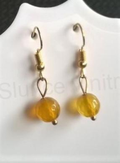 Minerální pozlacené náušnice Achátové fazetované 8,2 x 8,2 mm (X341)