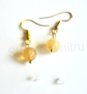 Minerální pozlacené náušnice Citrínové 8,4 x 8,4 mm (X342)