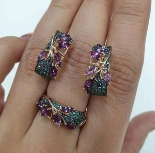 Souprava šperků s barevnými zirkony ve tvaru kytičky (BS70)