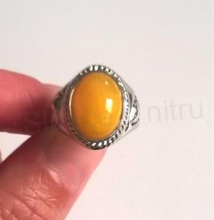 Minerální prsten s Jantarem postříbřeno (X350)