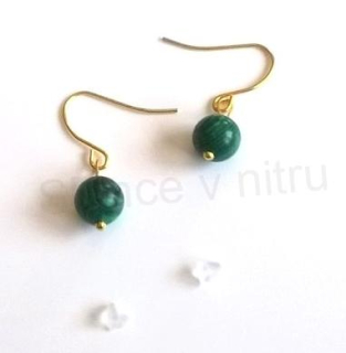 Minerální pozlacené náušnice Malachitové  (X358)