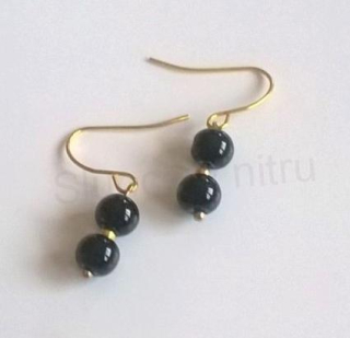 Minerální pozlacené náušnice Onyxové (X360)
