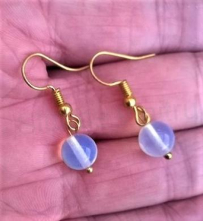 Minerální pozlacené náušnice Opalitové (X365)