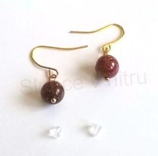 Minerální pozlacené náušnice Aventurín Zlatý 8,1 mm (X367)