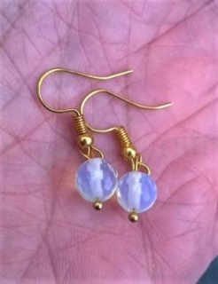 Minerální pozlacené náušnice Opalitové Fazetované (X369)