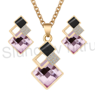 Souprava šperků pozlacená s Krystaly (BS72)