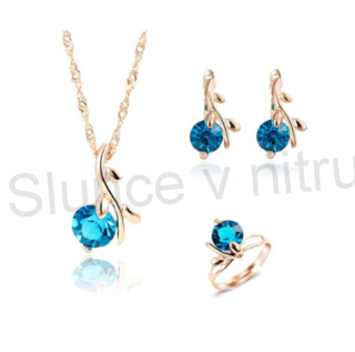 Pozlacená souprava šperků s Křišťály Větvička (BS79)