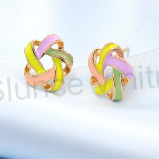 Puzetové náušnice uzel - barevné (BB84)