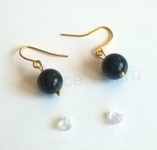 Minerální pozlacené náušnice Aventurín Zlatý - Modrý 10 mm (X377)