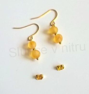 Jantarové náušnice z chirurgické oceli - Baltský Jantar (X382)