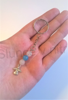 Přívěsek na klíče - minerální s andílkem  (D234)