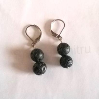 Minerální náušnice z chirurgické oceli Lávové (X386)