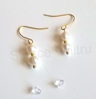 Minerální pozlacené náušnice Perlové (X387)