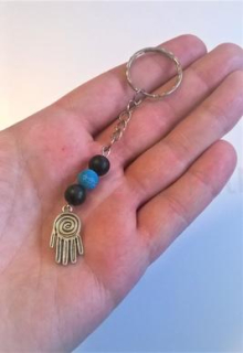 Přívěsek na klíče - minerální s ruka fatimy  (D235)