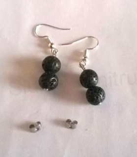 Minerální náušnice z chirurgické oceli Lávové (X394)