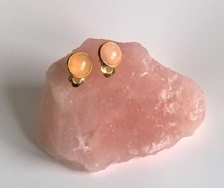 Minerální náušnice klipsy s Růženínem 16,4 x 10 mm (X410)