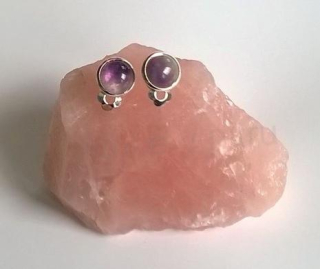 Minerální náušnice klipsy s Ametystem 10 x 10 mm (X412)