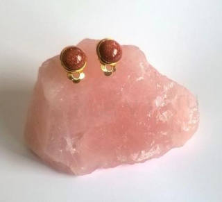 Minerální náušnice klipsy s Aventurínem 10 x 10 mm (X415)