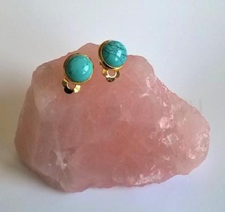 Minerální náušnice klipsy s tyrkenitem 16,4 x 13,4 mm (X416)