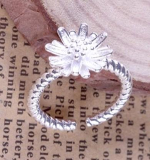 Nastavitelný postříbřený prsten Sedmikráska (BE157)