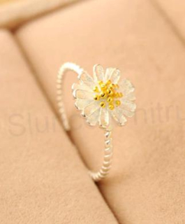 Nastavitelný postříbřený prsten Sedmikráska (BE158)