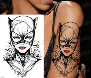 Voděodolné, dočasné tetovaní Kočičí žena - Catwoman, kočka (E246)