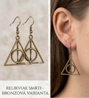 Dlouhé náušnice Harry Potter - Relikvie Smrti - starobronz (BB413)