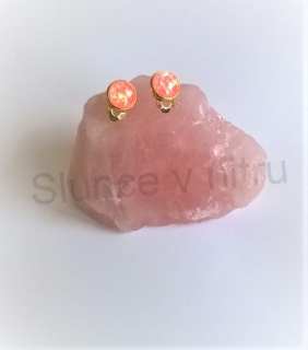 Náušnice klipsy se syntetickým opálem (BB419)