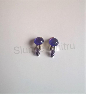 Náušnice klipsy s Orgonitem a ametystem 12 x 12 mm (X430)