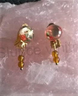 Náušnice klipsy s Orgonitem a achátem 12 x 12 mm (X432)
