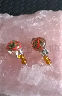 Náušnice klipsy s Orgonitem a achátem 12 x 12 mm (X433)