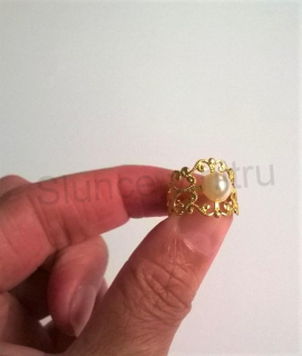 Nastavitelný ozdobný pozlacený prsten s Perlou (BP33)