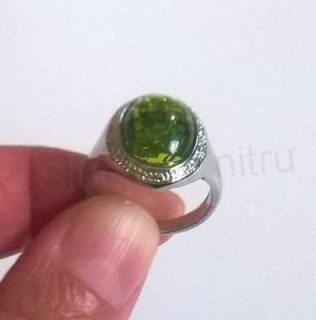 Minerální prsten s Jantarem postříbřeno (X444)