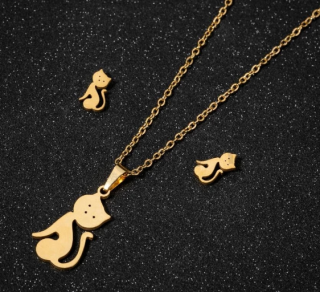 Souprava šperků z chirurgické ocelii kočka (BS88)