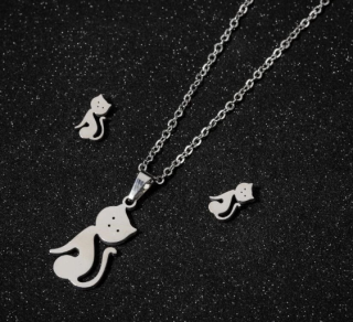 Souprava šperků z chirurgické ocelii kočka, kočička (BS89)