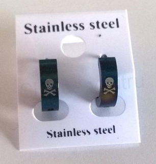 Nerezové kruhové náušnice s motivem číslo 3, modré (BB427)