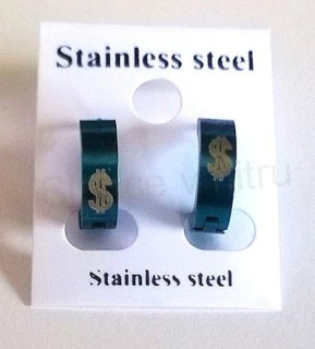 Nerezové kruhové náušnice s motivem číslo 3, modré (BB428)