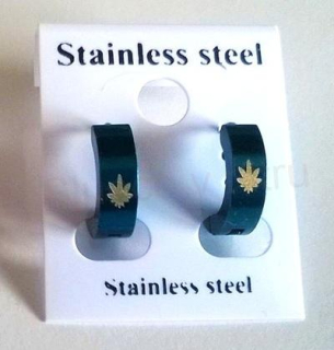 Nerezové kruhové náušnice s motivem číslo 4, modré (BB429)