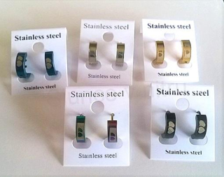 Nerezové kruhové náušnice s motivem (BB431)