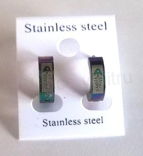 Nerezové kruhové náušnice s motivem číslo 2, duhové (BB432)