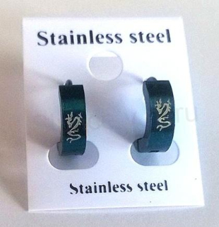 Nerezové kruhové náušnice s motivem číslo 3, modré (BB434)