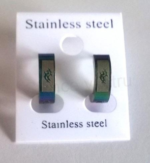 Nerezové kruhové náušnice s motivem číslo 3, duhové (BB435)