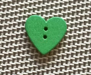 Dřevěné knoflíky Srdíčko- zelené 18x16,5 mm (C11)