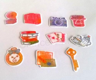 Samolepky, obtisky na papír - 10 kusů (E254)