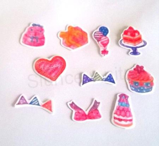 Samolepky, obtisky na papír - 10 kusů (E256)