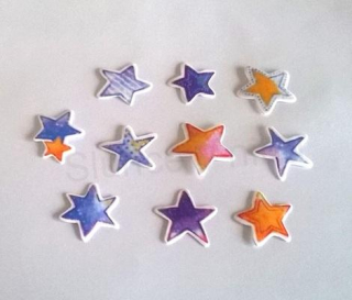 Samolepky, obtisky na papír hvězdy - 10 kusů (E257)
