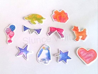 Samolepky, obtisky na papír směska - 10 kusů (E258)