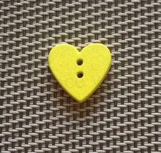 Dřevěné knoflíky Srdíčko - žluté 18 x 16,5 mm (C13)